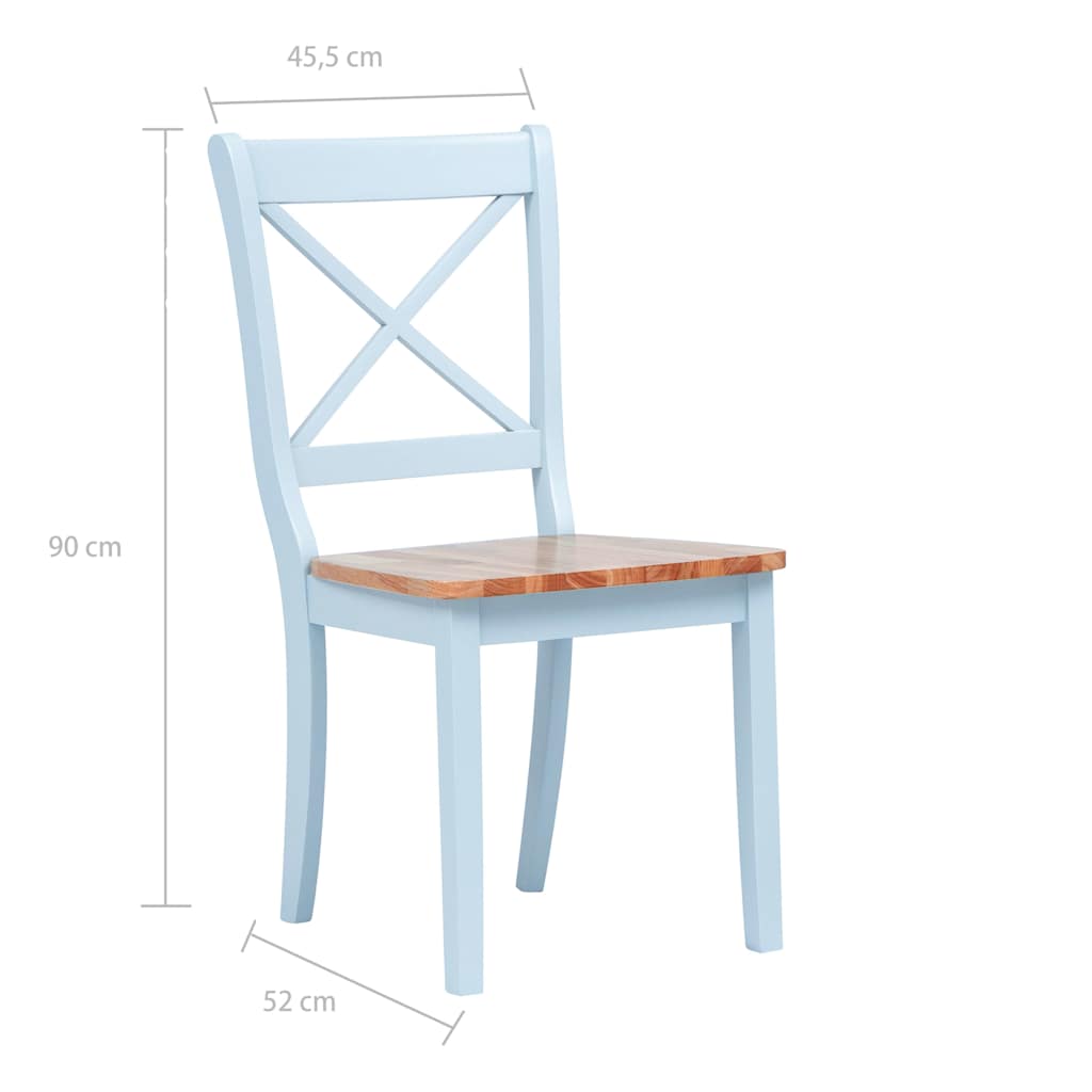 vidaXL Dining Chairs 2 pcs Grey and Natural Solid Rubber Wood