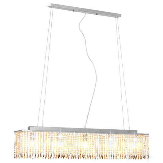 vidaXL Ceiling Lamp with Crystal Beads Silver 104 cm E14