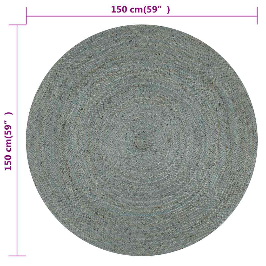 133670 vidaXL Handmade Rug Jute Round 150 cm Olive Green