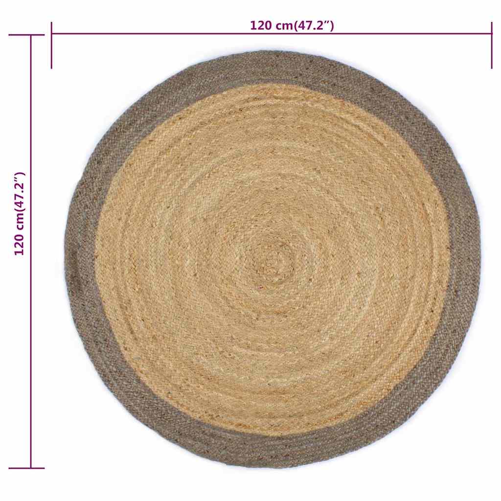 vidaXL Handmade Rug Jute with Grey Border 120 cm