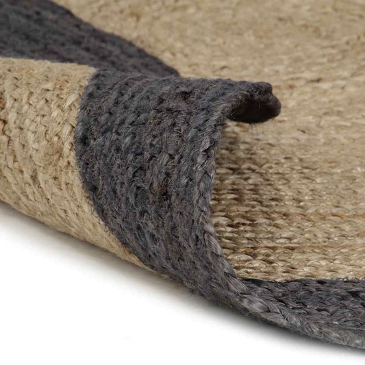 vidaXL Handmade Rug Jute with Dark Grey Border 150 cm