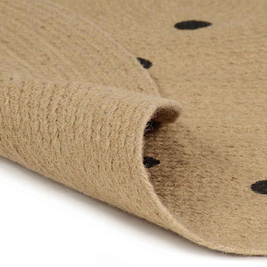 133687 vidaXL Handmade Rug Jute with Print Polka Dot 120 cm