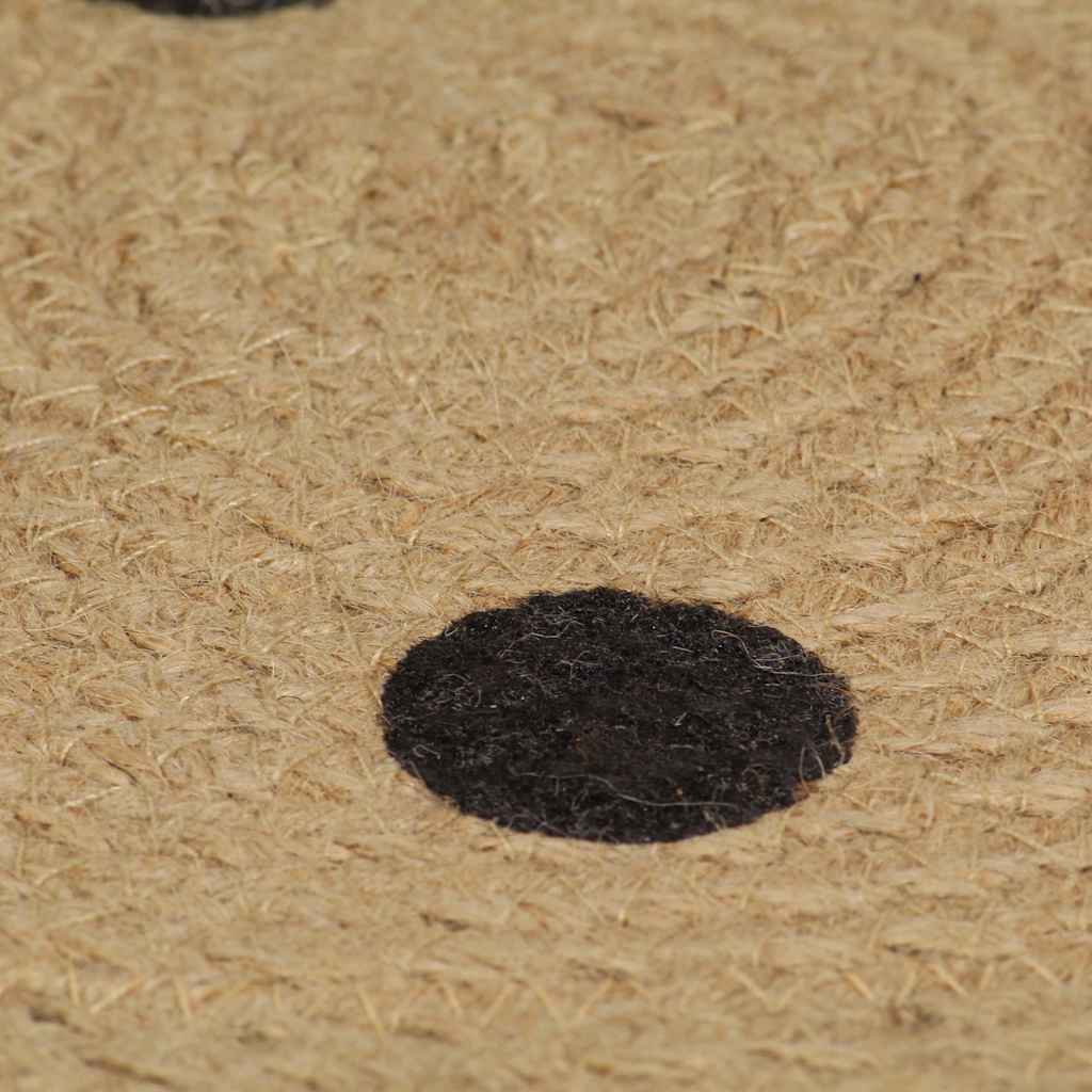 133687 vidaXL Handmade Rug Jute with Print Polka Dot 120 cm