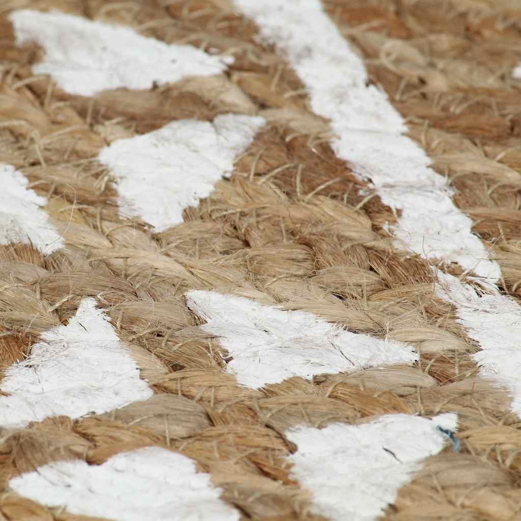 133693 vidaXL Handmade Rug Jute with White Print 120 cm