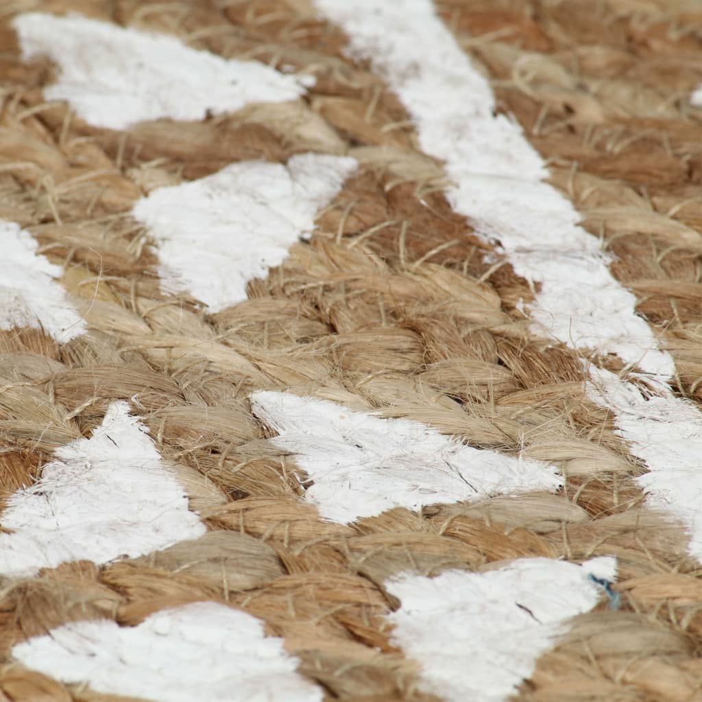 vidaXL Handmade Rug Jute with White Print 120 cm