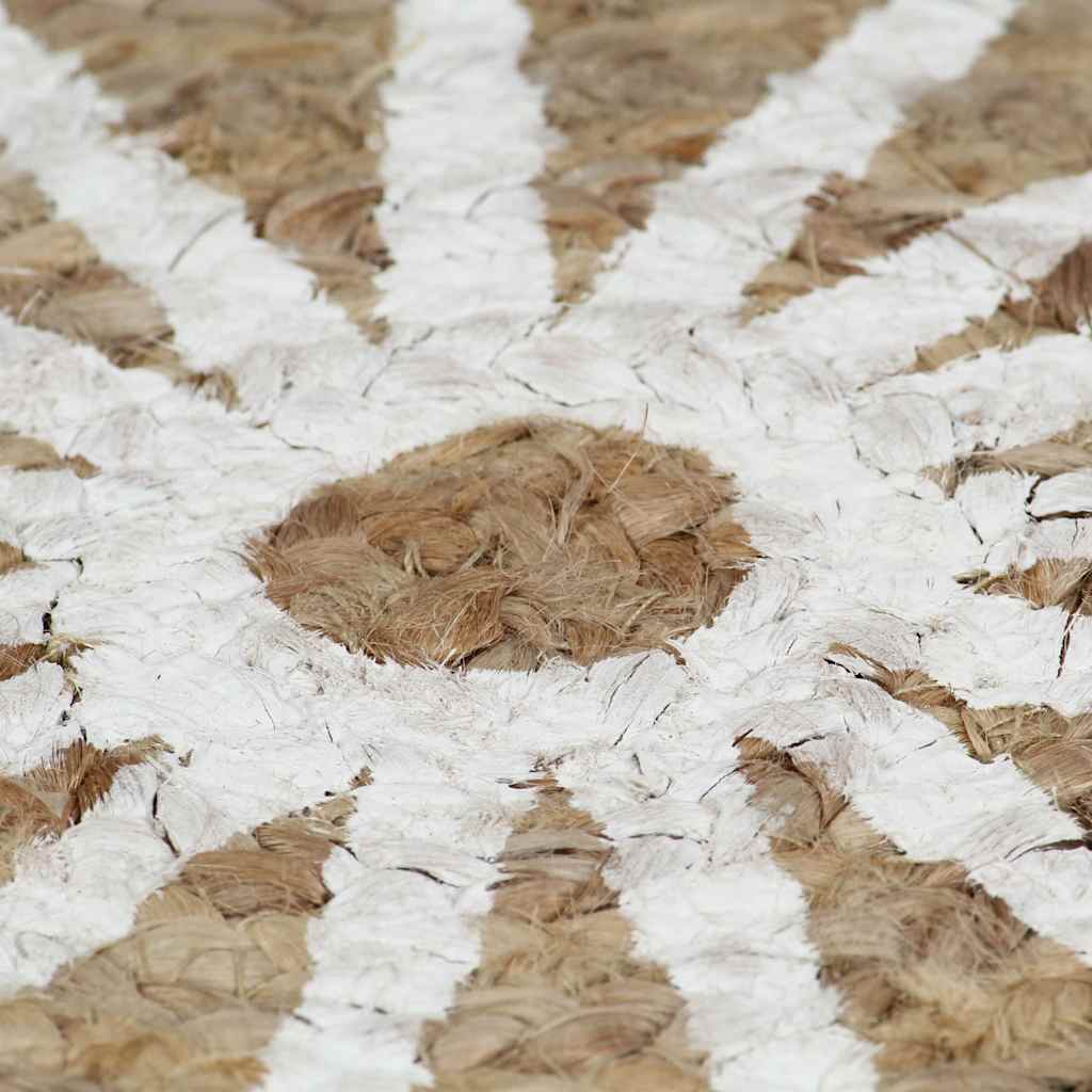 vidaXL Handmade Rug Jute with White Print 90 cm