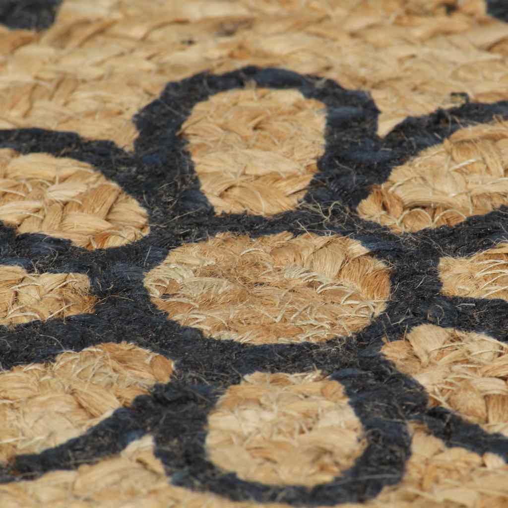 133701 vidaXL Handmade Rug Jute with Dark Blue Print 90 cm
