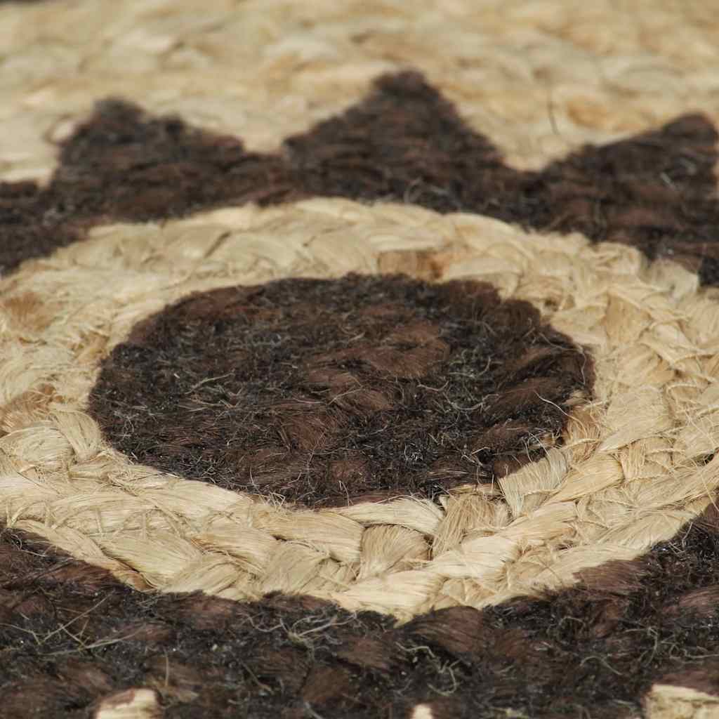133704 vidaXL Handmade Rug Jute with Dark Brown Print 90 cm