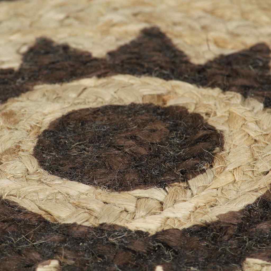 133705 vidaXL Handmade Rug Jute with Dark Brown Print 120 cm