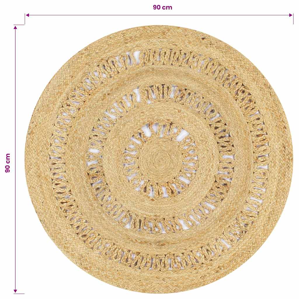 vidaXL Handmade Rug Braided Jute 90 cm