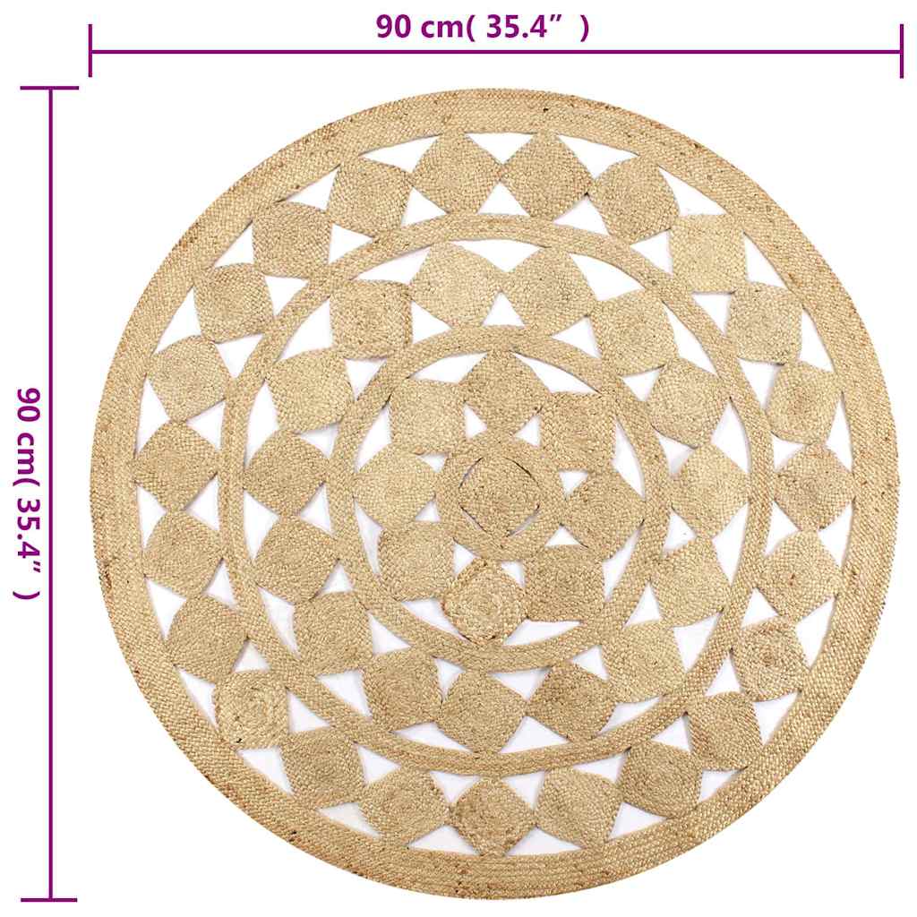 vidaXL Handmade Rug Braided Jute 90 cm