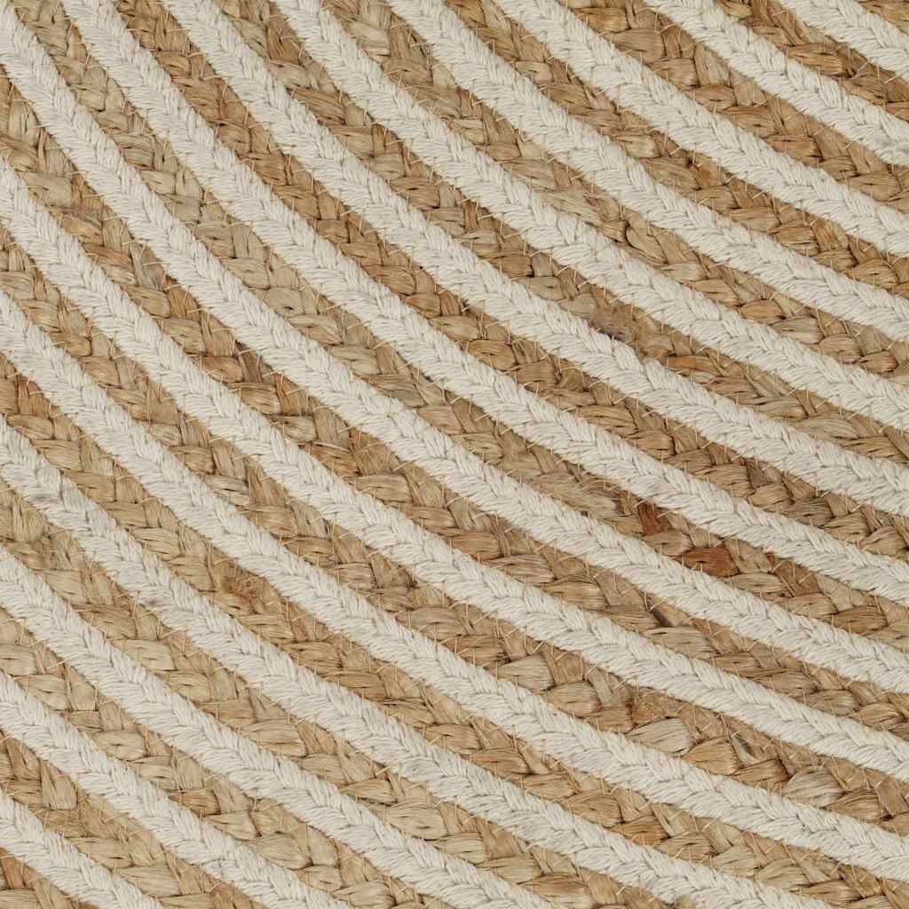 133716 vidaXL Handmade Rug Jute with Spiral Design White 90 cm