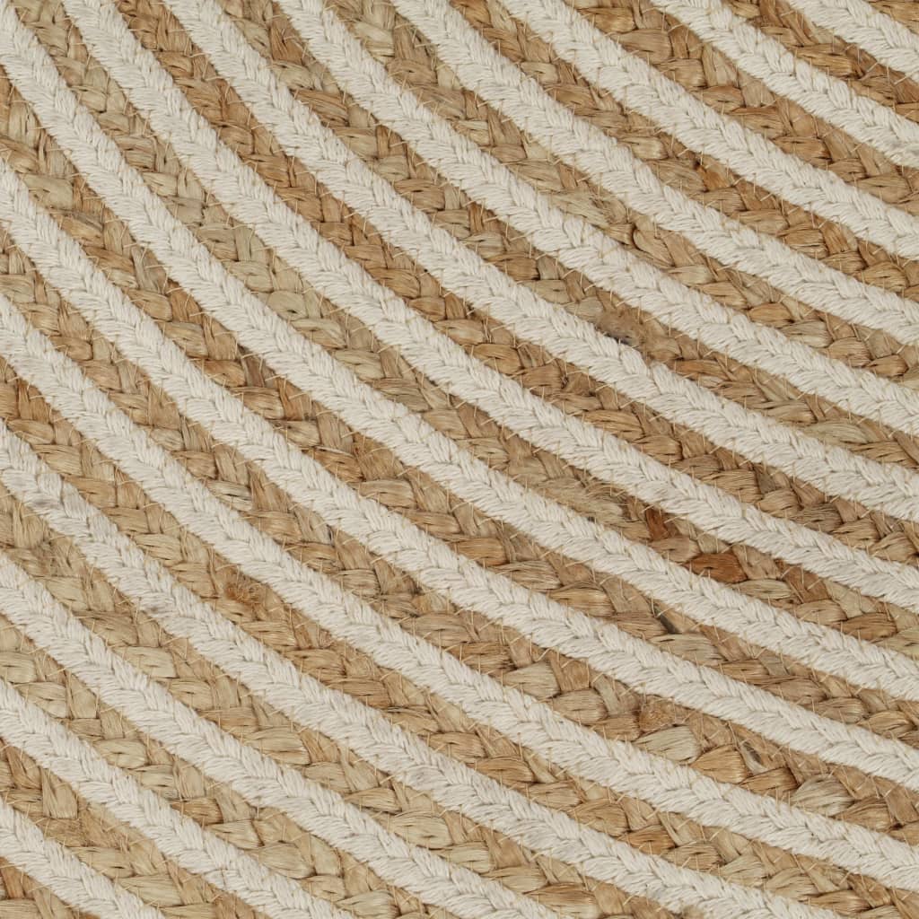 vidaXL Handmade Rug Jute with Spiral Design White 90 cm