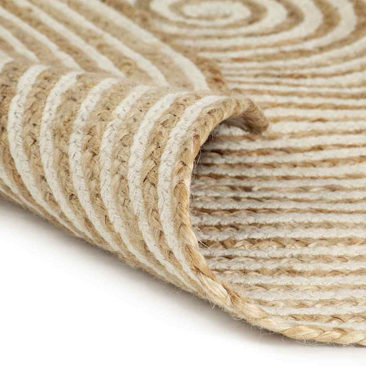 133717 vidaXL Handmade Rug Jute with Spiral Design White 120 cm