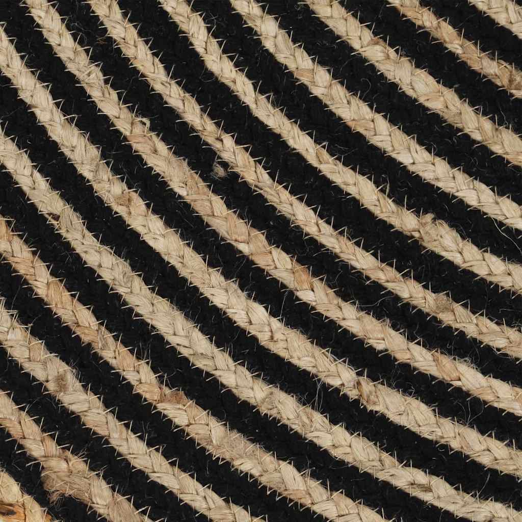 133719 vidaXL Handmade Rug Jute with Spiral Design Black 90 cm