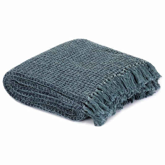vidaXL Throw | Indigo blue | 100% Cotton | 125 x 150 cm | Throw Blanket