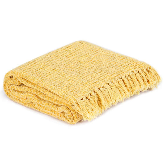 vidaXL Throw | Mustard Yellow | 100% Cotton | 160 x 210 cm | Throw | Rectangular