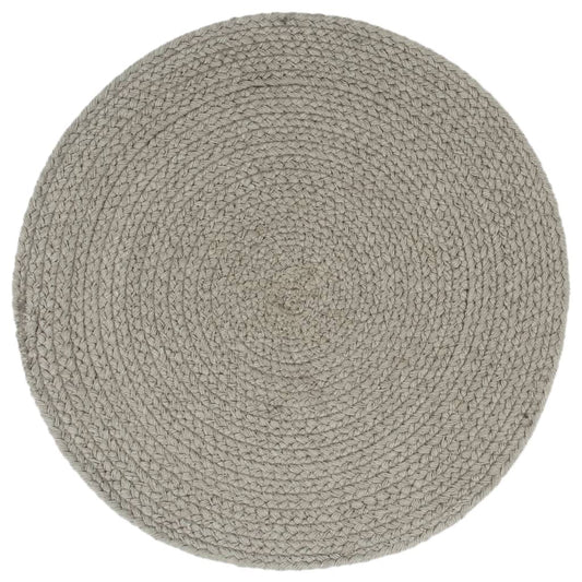 133849 vidaXL Placemats 6 pcs Plain Grey 38 cm Round Cotton