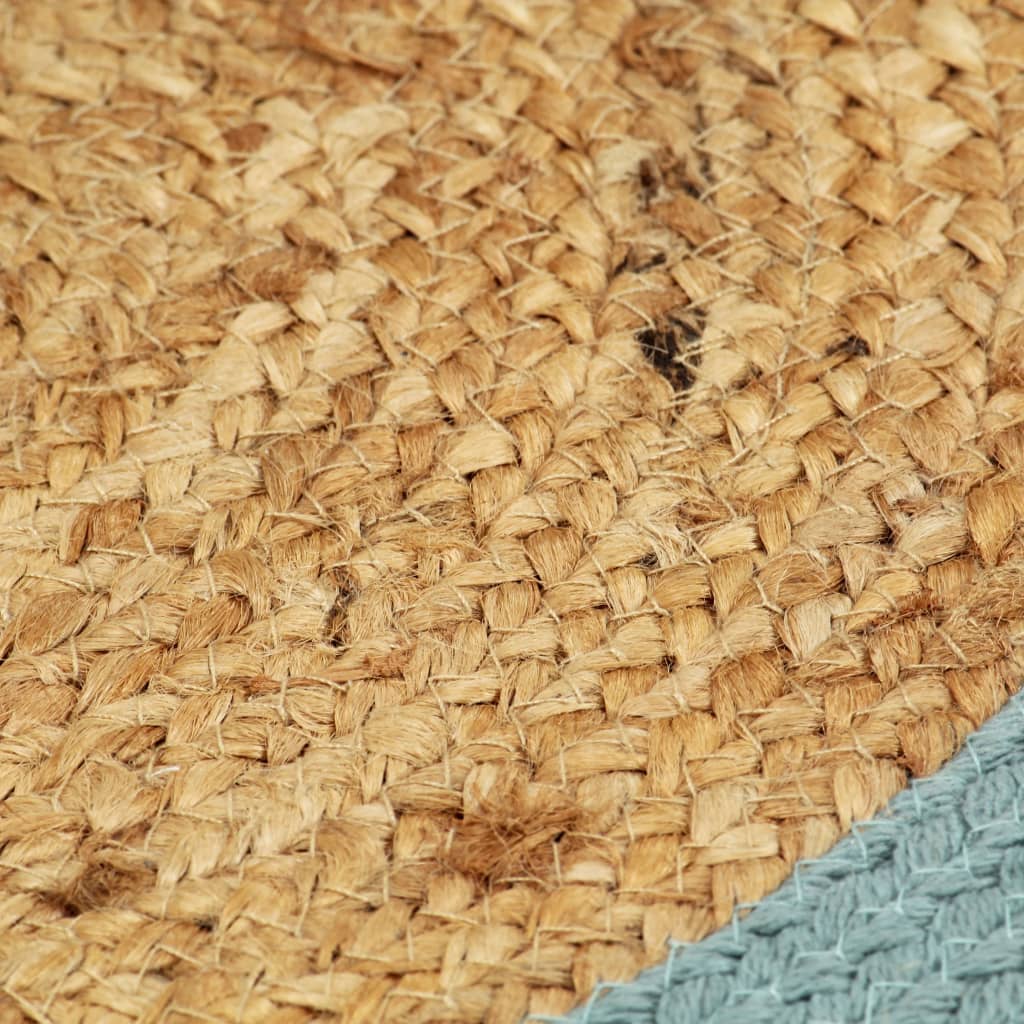 vidaXL Placemat | Set of 6 | Natural and green | Jute, Cotton | 38 cm | Non-slip