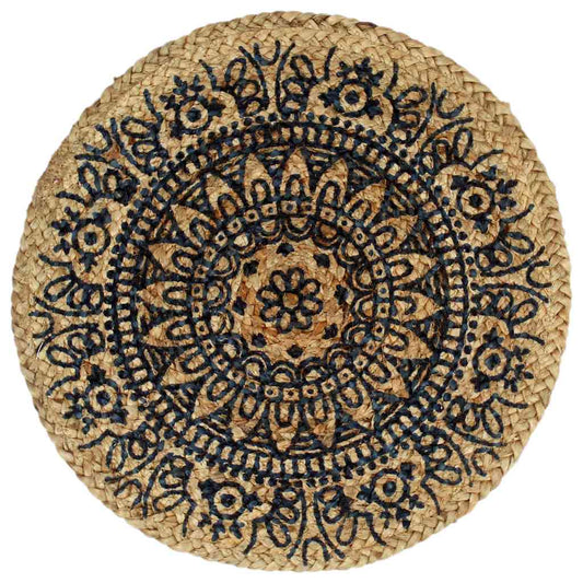 133870 vidaXL Placemats 4 pcs Dark Blue 38 cm Round Jute