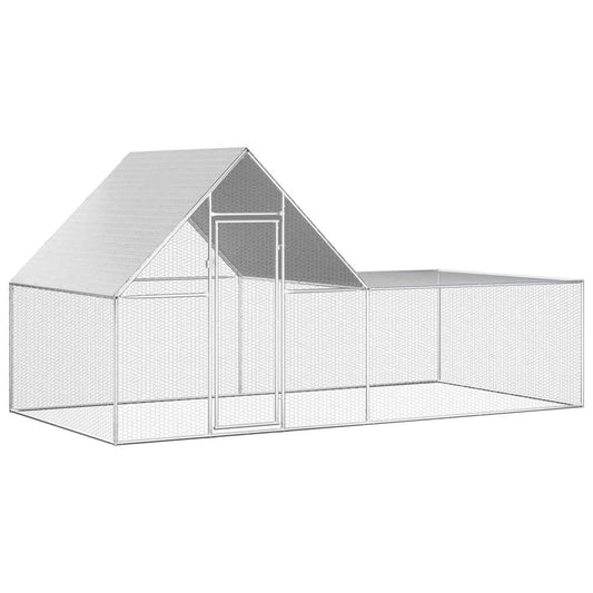 144556 vidaXL Chicken Coop 4x2x2 m Galvanised Steel