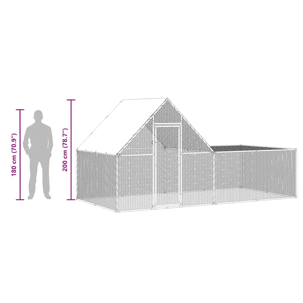 vidaXL Chicken Coop 4x2x2 m Galvanised Steel