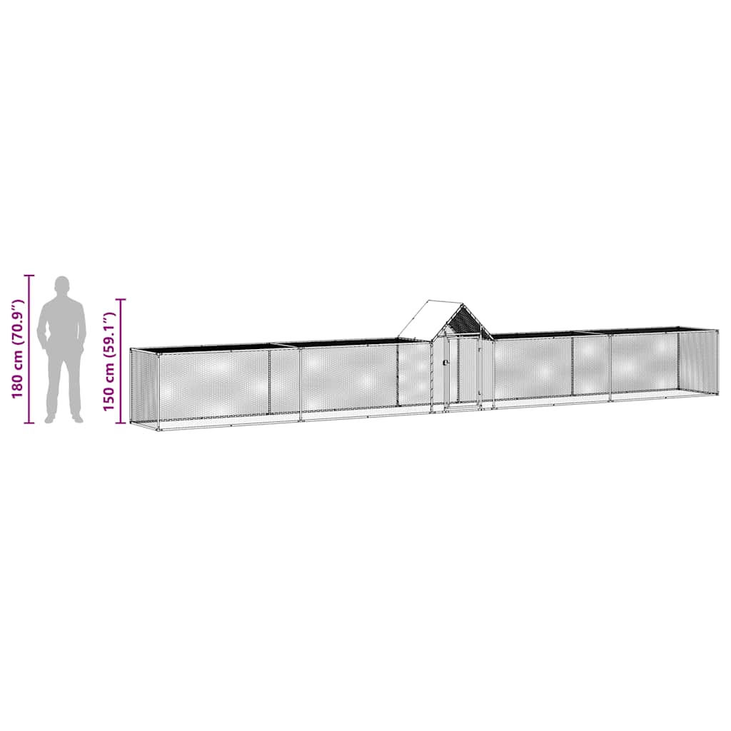 vidaXL Chicken Coop 9x1x1.5 m Galvanised Steel