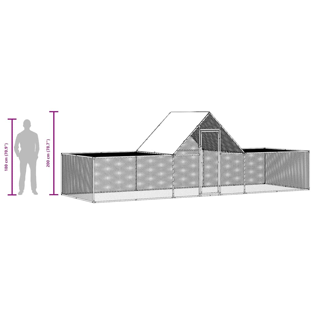 vidaXL Chicken Coop 6x2x2 m Galvanised Steel
