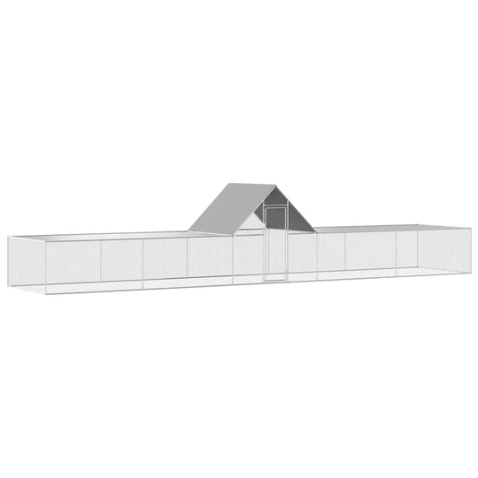 144563 vidaXL Chicken Coop 10x2x2 m Galvanised Steel