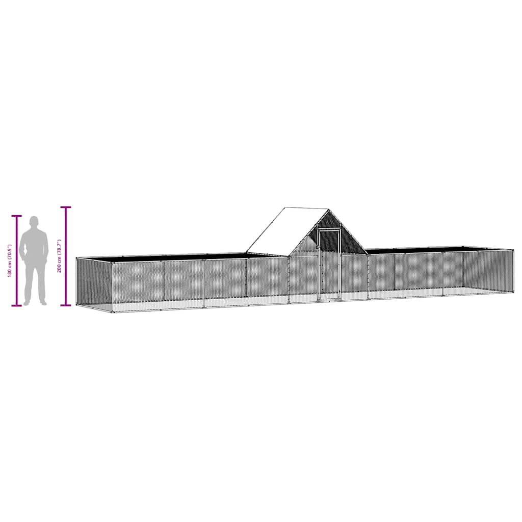 vidaXL Chicken Coop 10x2x2 m Galvanised Steel