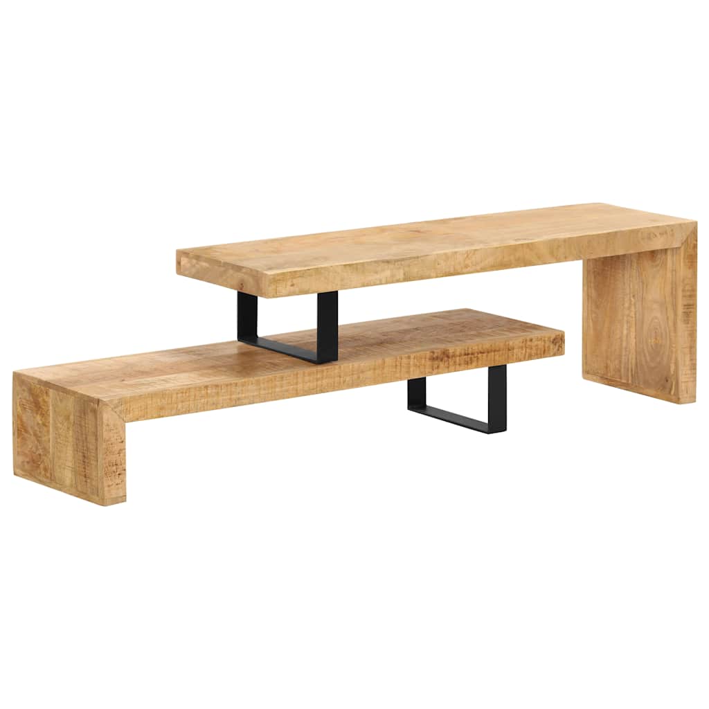 vidaXL TV Stand | Natural Mango Wood | Solid Mango Wood, Wrought Iron | Medium