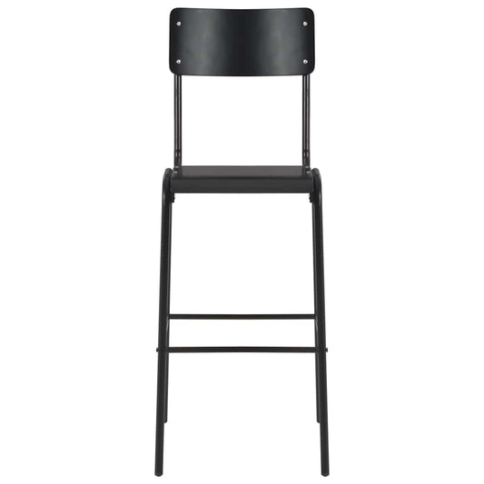 vidaXL Bar Stools 2 pcs Black Solid Plywood Steel
