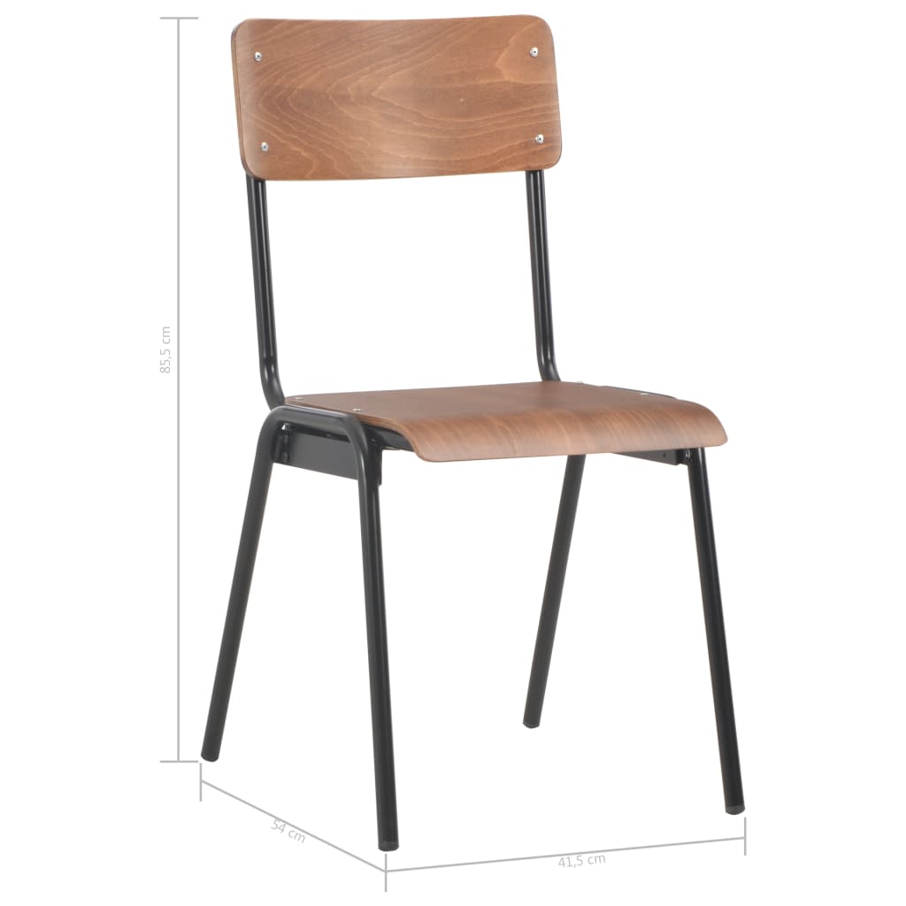vidaXL Dining Chairs 4 pcs Brown Solid Plywood Steel