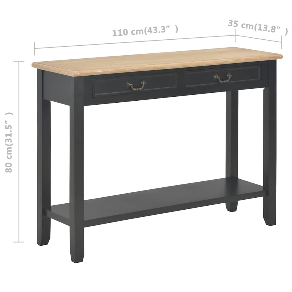 vidaXL Console Table Black 110x35x80 cm Wood