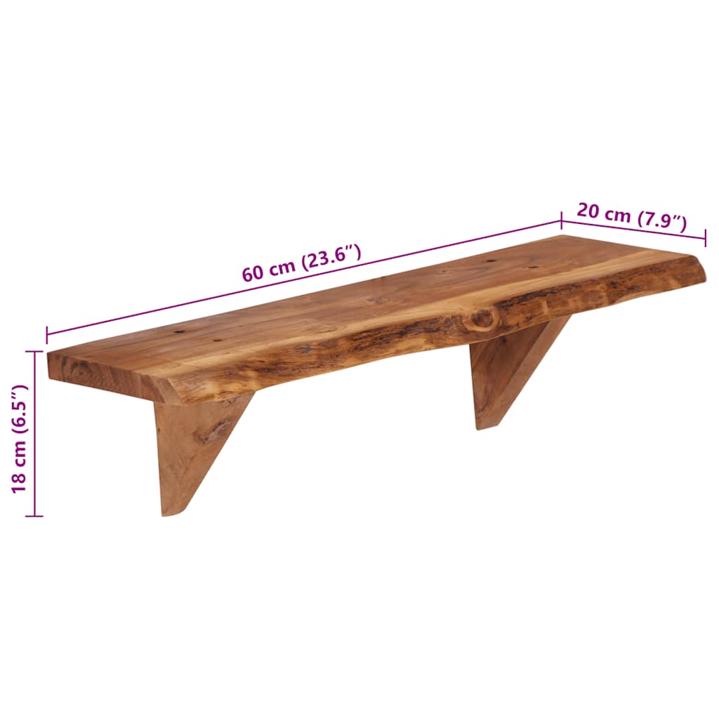 247927 vidaXL Wall Shelves 2 pcs 60x20x18 cm Solid Acacia Wood