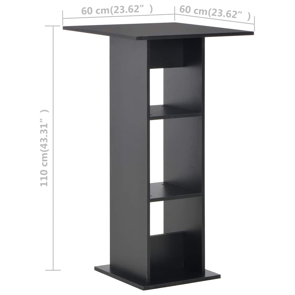 vidaXL Bar Table Black 60x60x110 cm
