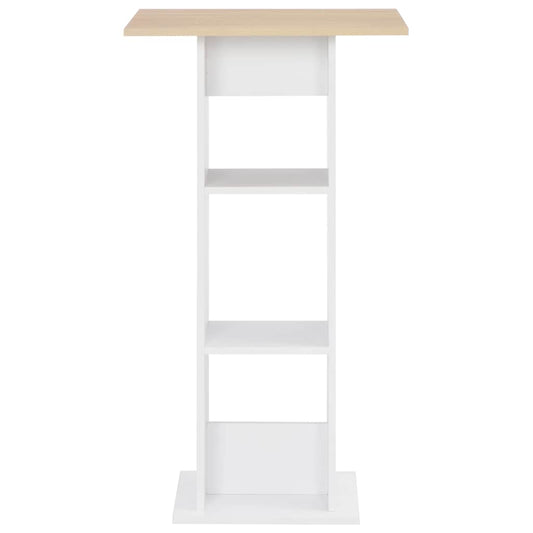 vidaXL Bar Table White and Sonoma Oak 60x60x110 cm