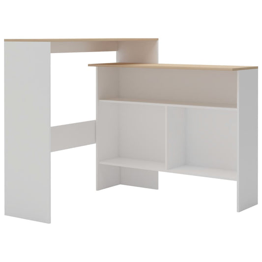 280220 vidaXL Bar Table with 2 Table Tops White and Oak 130x40x120 cm