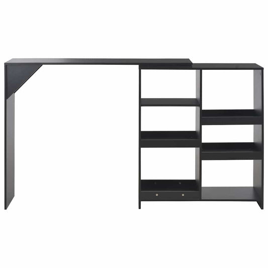 280223 vidaXL Bar Table with Moveable Shelf Black 138x39x110 cm