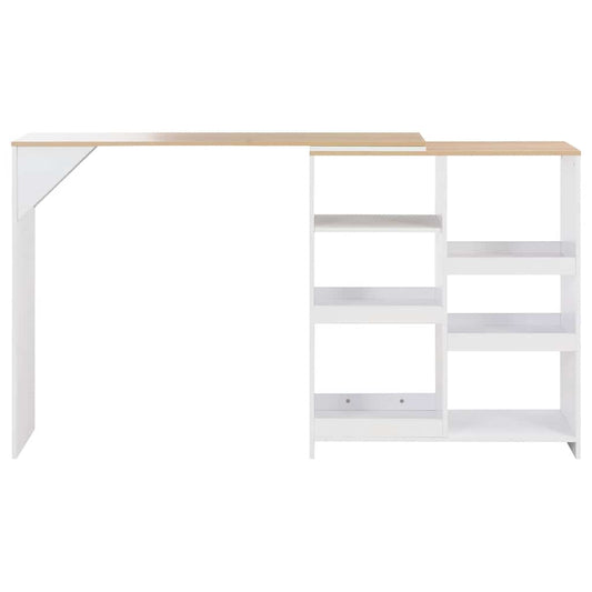 280225 vidaXL Bar Table with Moveable Shelf White 138x39x110 cm