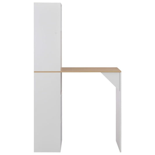 280230 vidaXL Bar Table with Cabinet White 115x59x200 cm