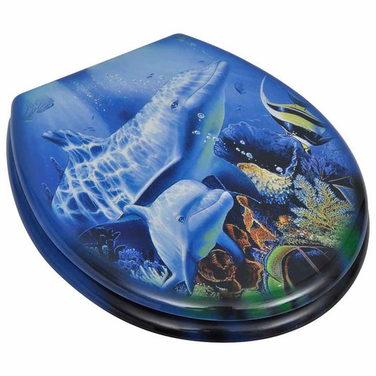 vidaXL Toilet Seats with Lids 2 pcs MDF Dolphin