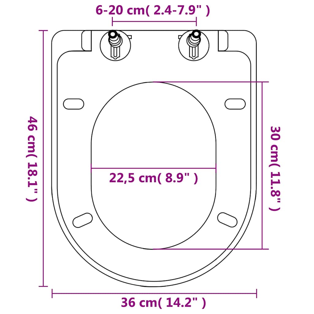 vidaXL Toilet Seats with Soft Close Lids 2 pcs Plastic White