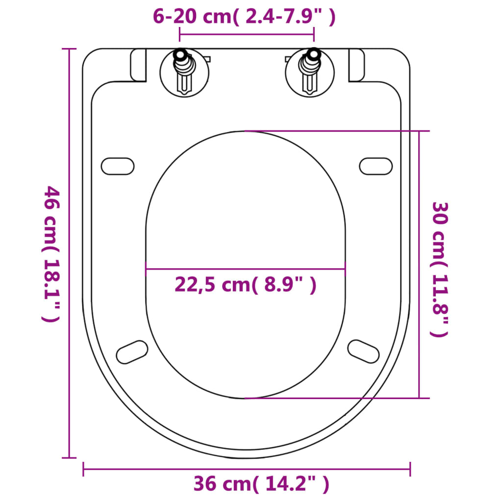 vidaXL Toilet Seats with Soft Close Lids 2 pcs Plastic White