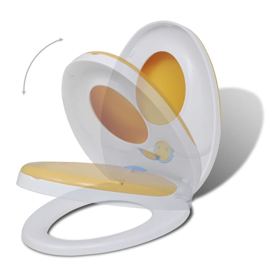 vidaXL Toilet Seats with Soft Close Lids 2pcs Plastic White and Yellow