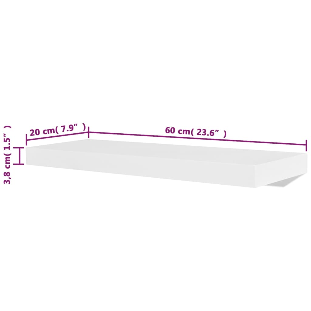 vidaXL Wall Shelves 4 pcs White 60 cm