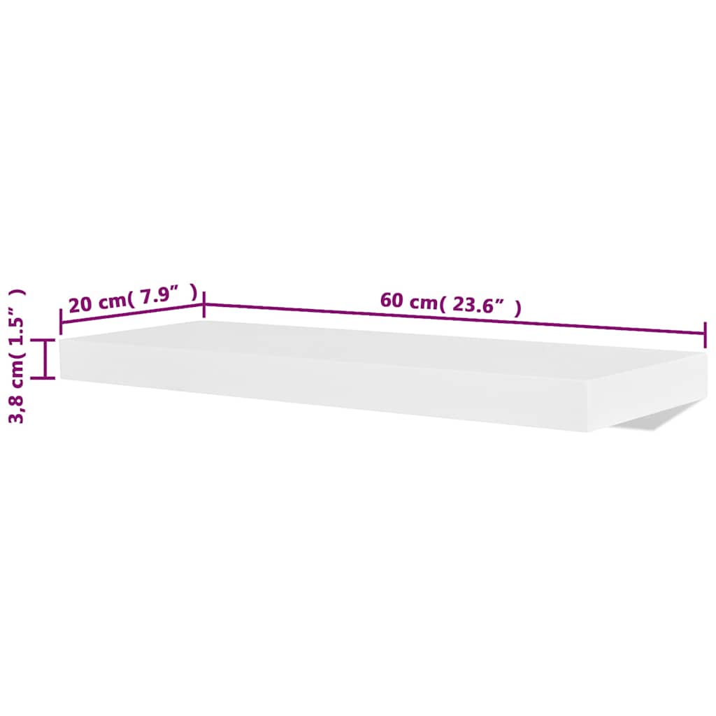 vidaXL Wall Shelves 4 pcs White 60 cm