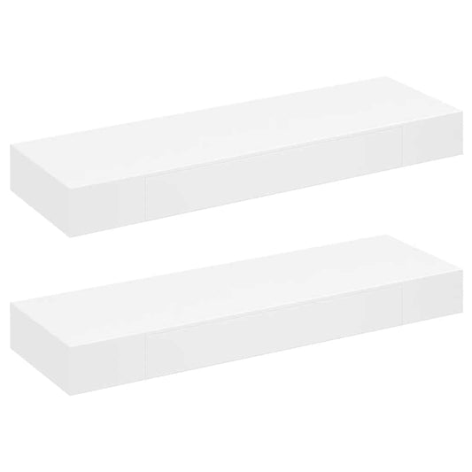 vidaXL Floating Wall Shelves with Drawers 2 pcs White 80 cm