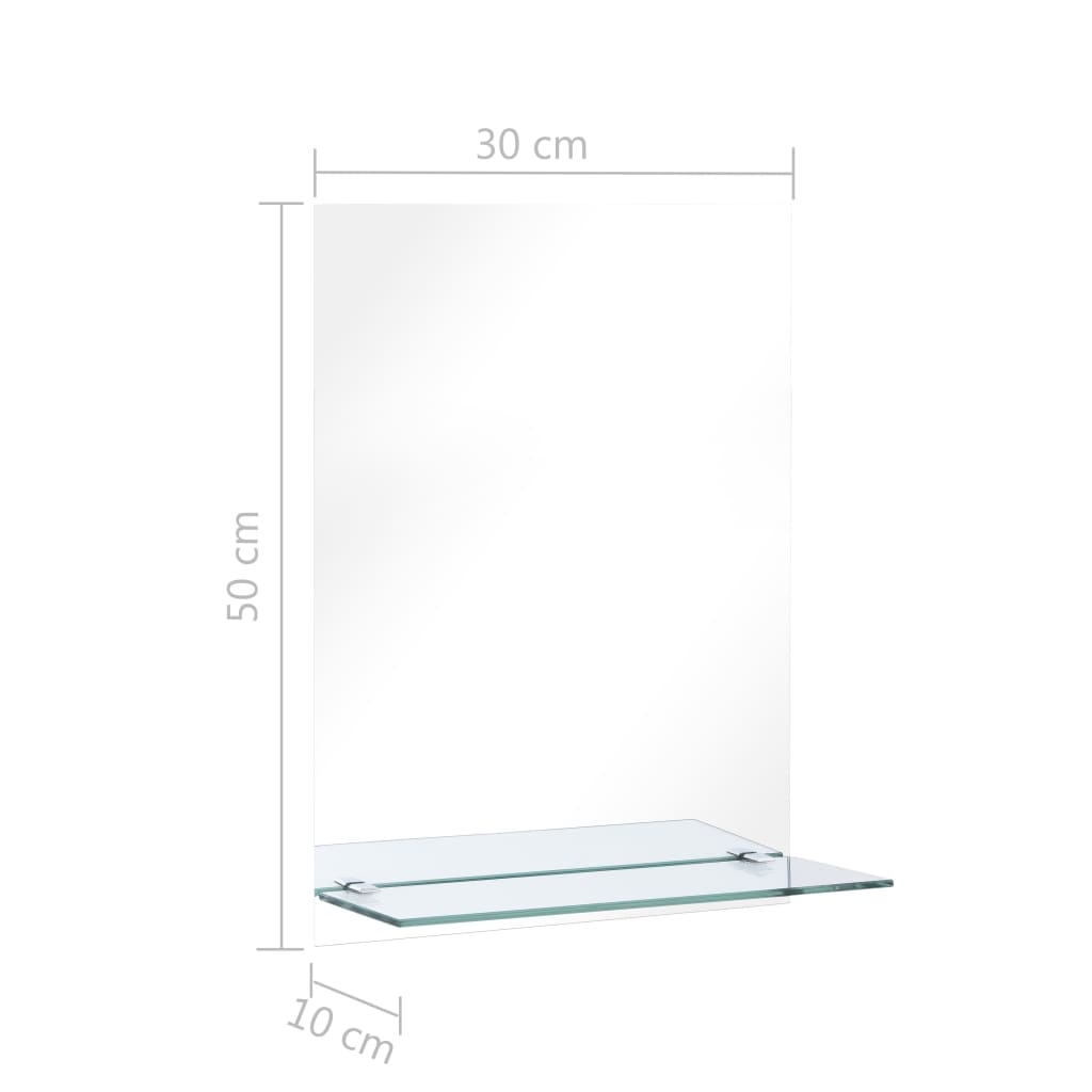 vidaXL Wall Mirror | Transparent | Tempered Glass | 30x50 cm | Wall Mirror