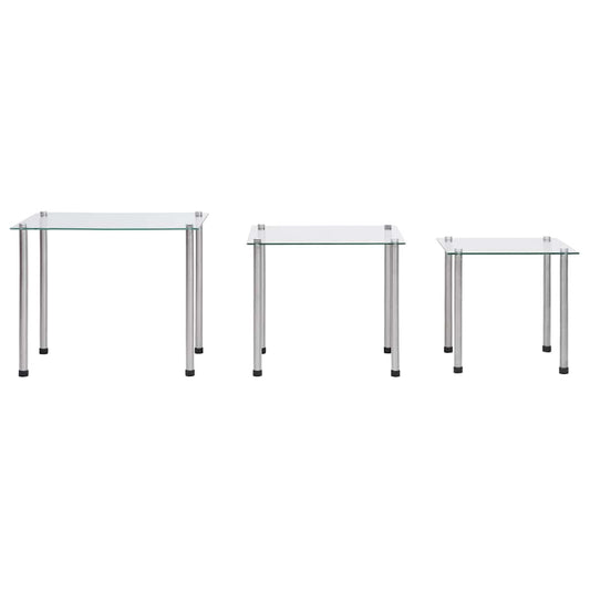249528 vidaXL Nesting Tables 3 pcs Transparent Tempered Glass